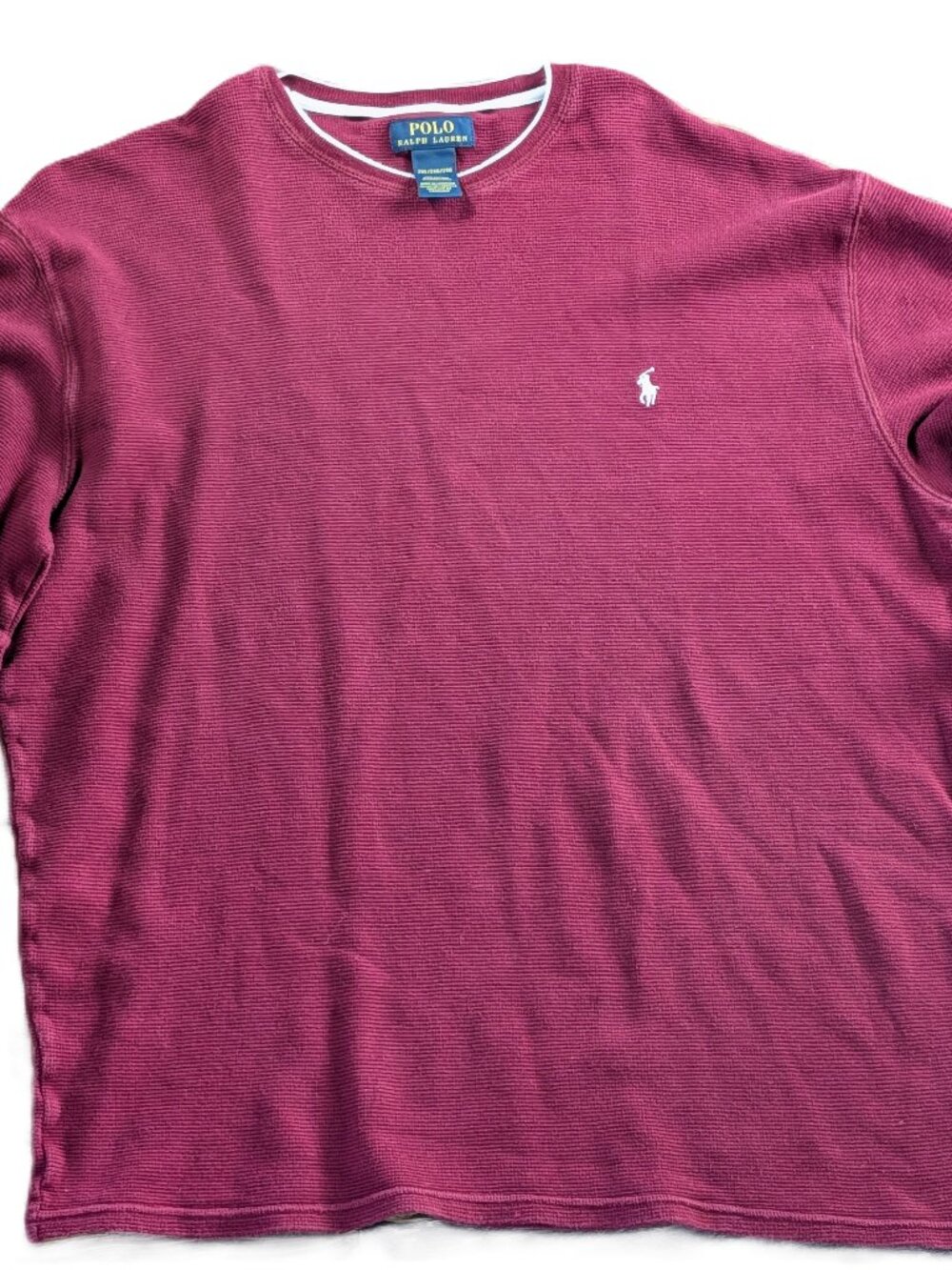 Polo Ralph Lauren Men's 2XL Burgundy Waffle Knit Thermal Long Sleeve Pony Logo